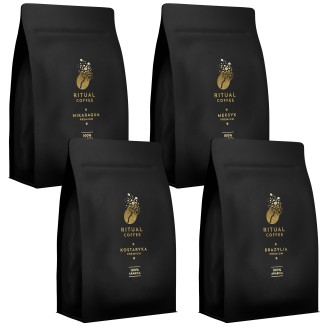 Zestaw kaw 4×250g – Brazylia, Meksyk, Kostaryka, Nikaragua – świeżo palona arabika premium