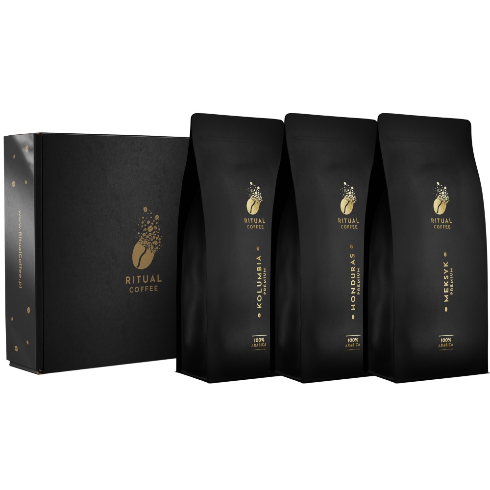 Zestaw kaw 3×1kg – Meksyk, Honduras, Kolumbia – świeżo palona arabika do ekspresu