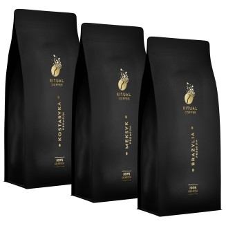 Zestaw kaw 3×1kg – Brazylia, Meksyk, Kostaryka – świeżo palona arabika premium