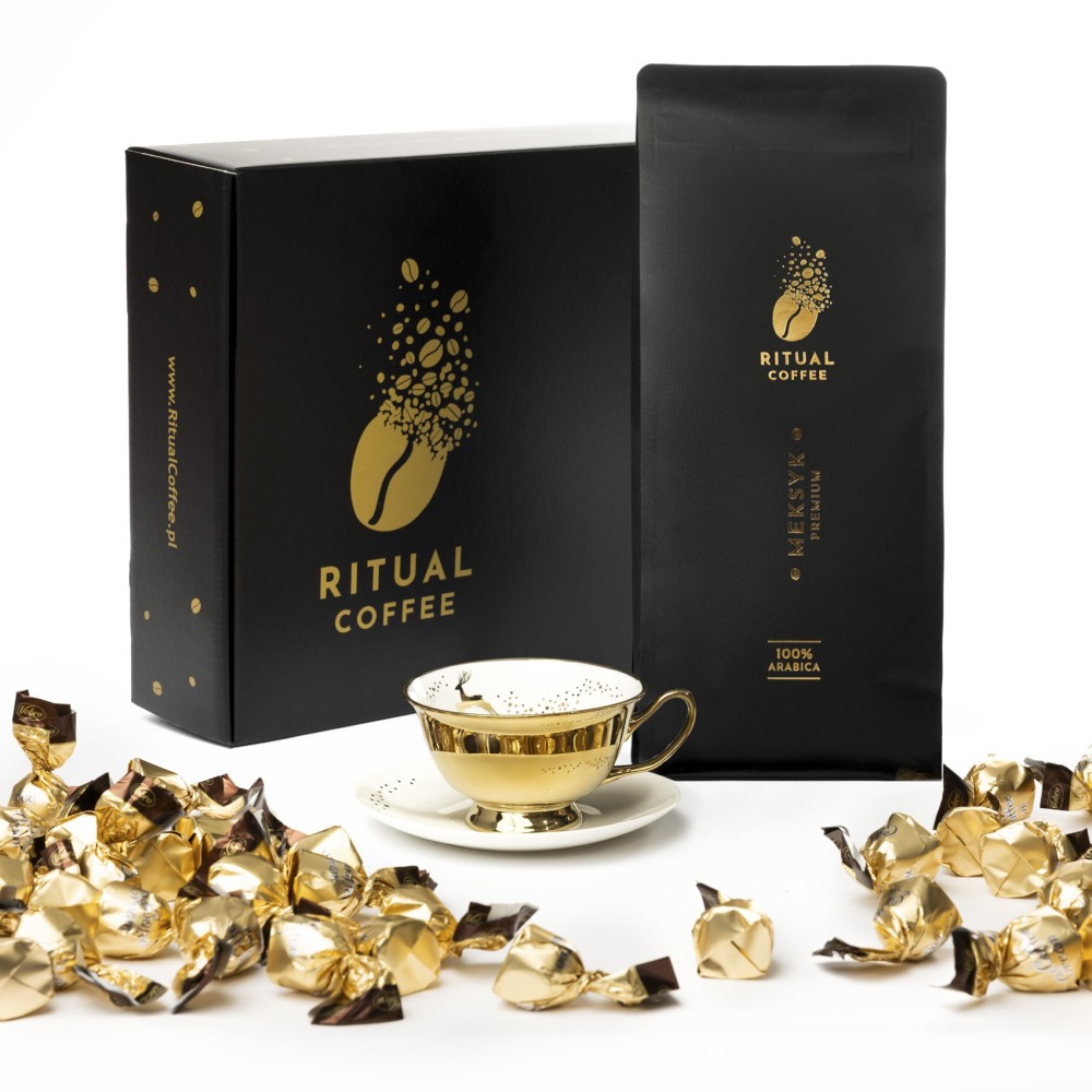 Meksyk Kawa Ziarnista 1kg Ritual Coffee – Zestaw Prezentowy z Filiżanką i Pralinami