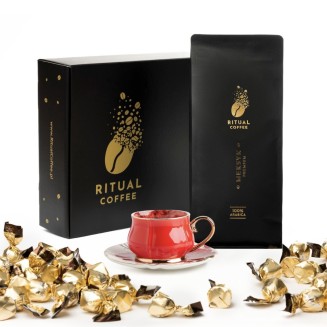Meksyk Kawa Ziarnista 1kg Ritual Coffee – Zestaw Prezentowy z Filiżanką i Pralinami