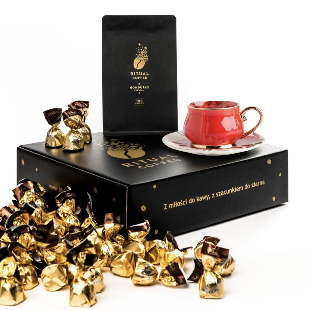 Meksyk Kawa Ziarnista 1kg Ritual Coffee – Zestaw Prezentowy z Filiżanką i Pralinami