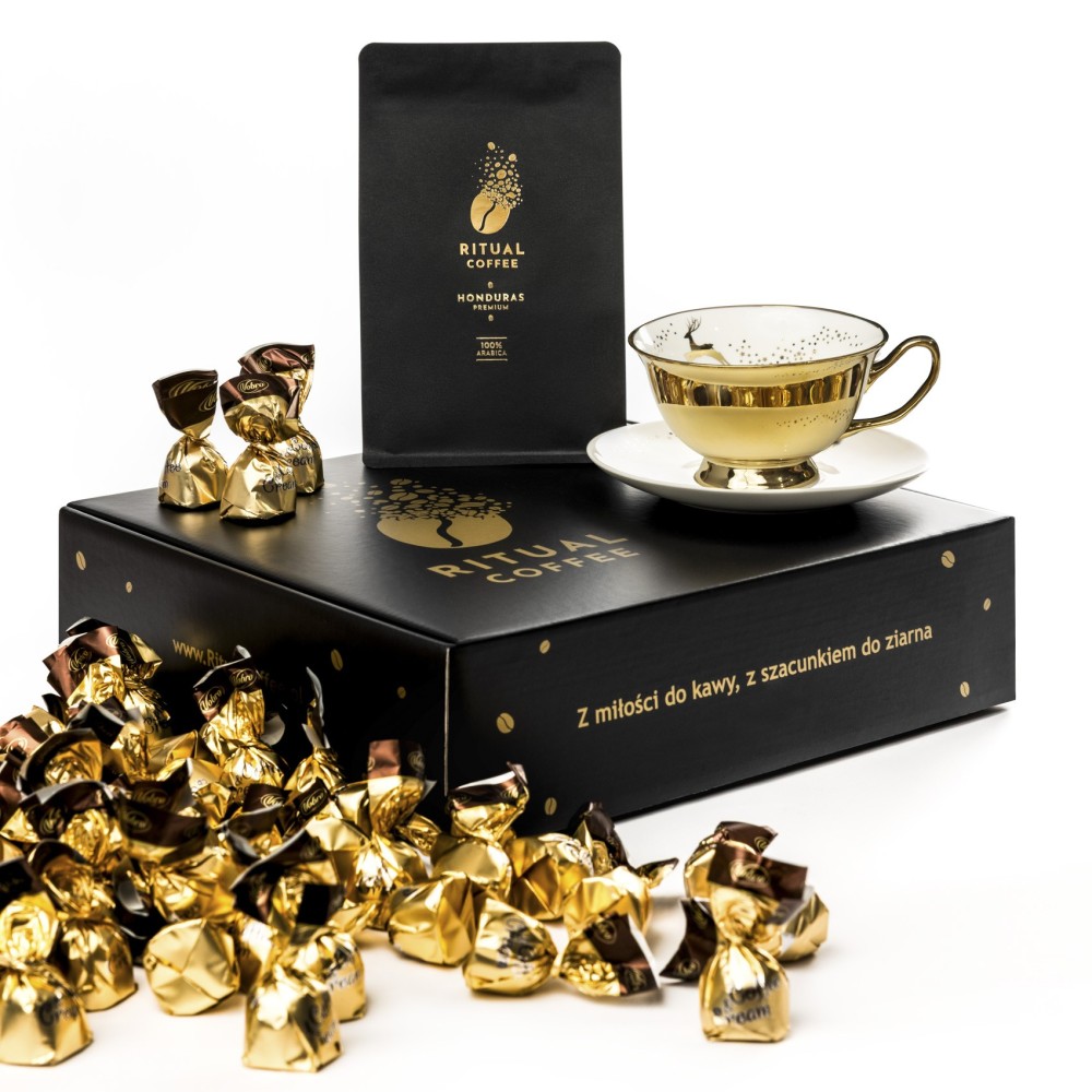 Meksyk Kawa Ziarnista 1kg Ritual Coffee – Zestaw Prezentowy z Filiżanką i Pralinami