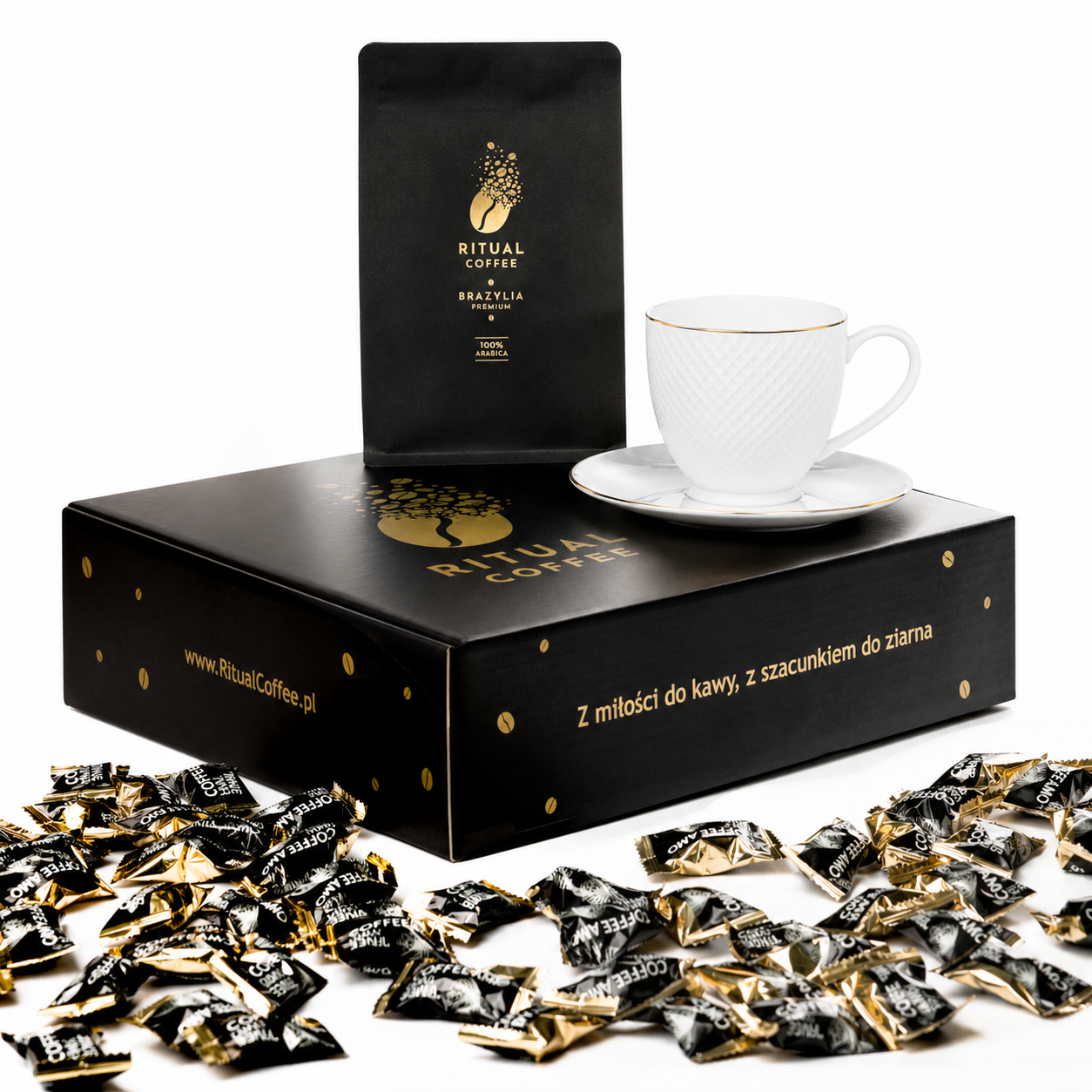 Brazylia biała filiżanka premium kawa Brazylia 250g zestaw prezentowy